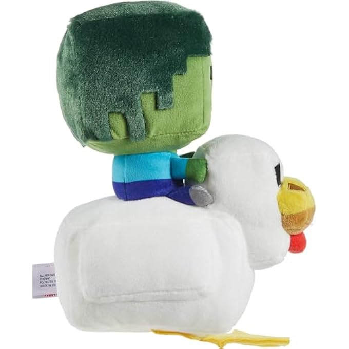 MINECRAFT PLUSH ZOMBIE CHICKEN JOCKEY TOY, COLLECTIBLE STUFFED ANIMAL, 8-INCH SOFT DOLL INSPIRED BY VIDEO GAME CHARACTER​​ - Image 3